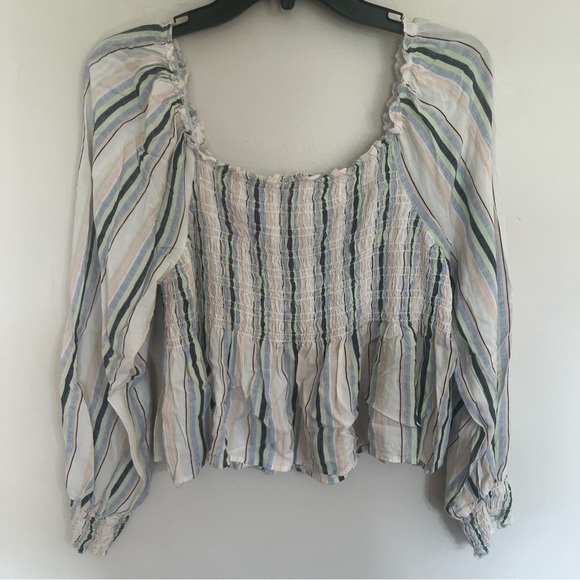 Women’s Candies Striped Smocked Long Sleeve Boho Peasant Top Size XL - Picture 7 of 8